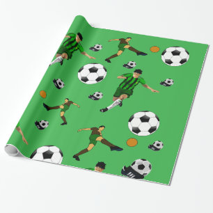 Glänzendes Geschenkpapier Fußball grün