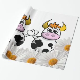 Glänzendes Geschenkpapier, Kuh Weiße Daisy Geschenkpapier