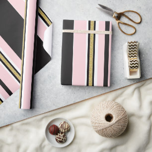 Glänzendes Geschenkpapier Pink Weiß Gold Schwarzs