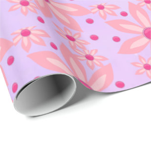 Glänzendes Geschenkpapier rosa Blumen
