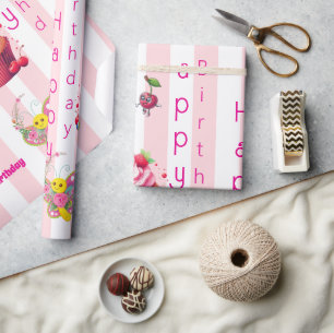 Glänzendes Geschenkpapier Rosa Streifen Alles Gute