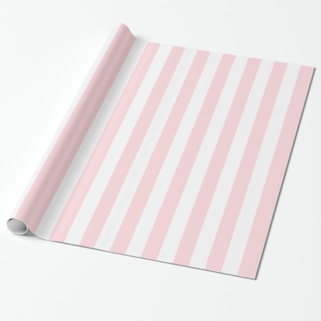 Glänzendes Geschenkpapier Rosa & Weiß gestreift (Ungerollt)