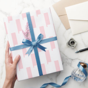 Glänzendes Geschenkpapier Rosa & Weiß gestreift