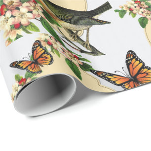 Glänzendes Geschenkpapier Vintage Vogel