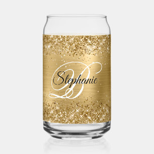 Glänzendes Gold Glam Fancy Monogramm Dosenglas