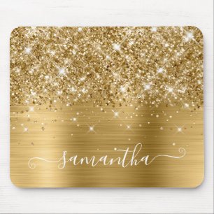 Glänzendes Gold Mädchenhaftes Signatur-Kalligrafie Mousepad