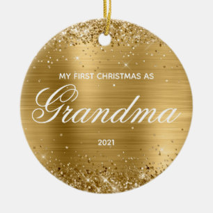 Glänzendes Gold Mein erstes Weihnachten als Oma Keramik Ornament