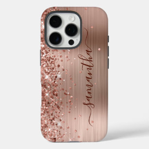 Glänzendes Gold Metallisches Girly Signature iPhone 16 Pro Hülle