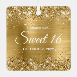 Glänzendes Gold Ombre Folie Sweet 16 Ornament Aus Metall