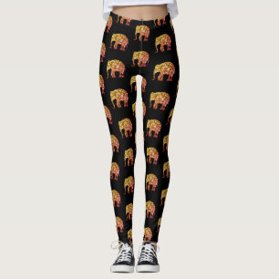 Glänzendes gold-orange Ombre-Elefantenmuster schwa Leggings
