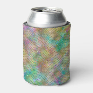 Glänzendes Gold-Regenbogen-Lichter-Chevron-Muster- Dosenkühler