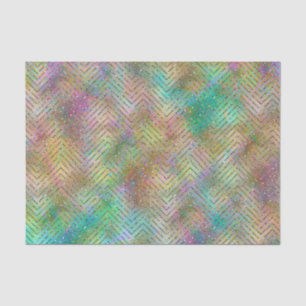 Glänzendes Gold-Regenbogen-Lichter Chevron-Muster- Seidenpapier