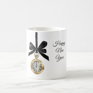 Glänzendes Gold Silber Neujahr Mitternachtsstunde Kaffeetasse