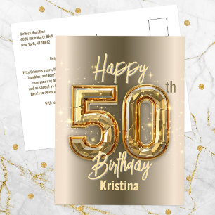 Glänzendes Gold und Diamant 50. Geburtstag Postkarte