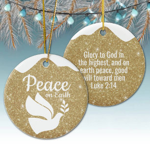 Glänzendes goldenes Weihnachts-Lukas-Bibelvers ⛪️ Keramik Ornament