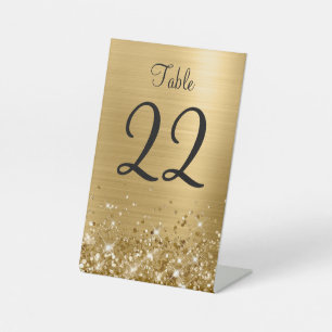 Glänzendes Goldfolie Hochzeitstisch-Nummernschild Sockelschild