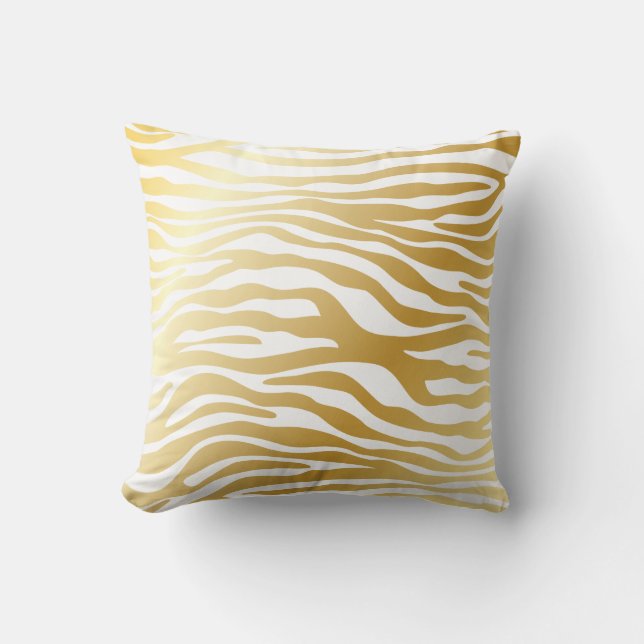 Glänzendes Goldzebra-Muster Kissen (Vorderseite)