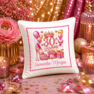 Glänzendes Heißrosa Glitter 30. Geburtstag Kissen