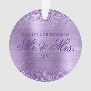 Glänzendes Helllila-Folie Unser 1. Weihnachten Ornament