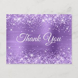Glänzendes Helllila Sweet 16 Danke Postkarte