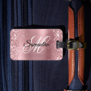 Glänzendes Hellrosa-Folien-Monogramm Gepäckanhänger