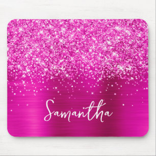 Glänzendes Hellrosa Glamour Name Mousepad