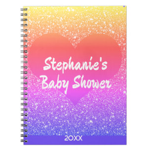 Glänzendes Herz-Monogramm-Geschenk für Baby-Party Notizblock