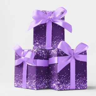 Glänzendes königliches Lila Geschenkpapier Set