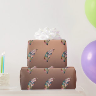 Glänzendes kupferfarbenes Papier rosa und grüne Fe Geschenkpapier