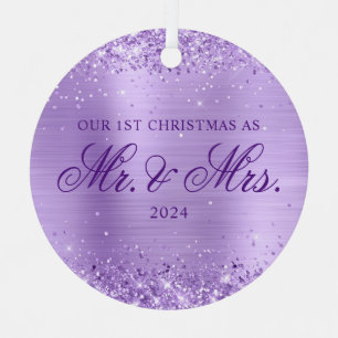 Glänzendes Lavendel-Folie Unser erstes Weihnachtsf Ornament Aus Metall