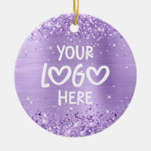 Glänzendes lila Faux-Folie-Firmenlogo-Fest Keramik Ornament