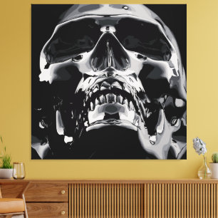 Glänzendes Metall-Schädel-Kunstwerk Leinwanddruck