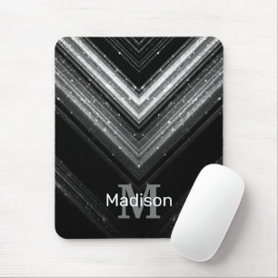 Glänzendes Metall Silber Schwarz Galaxy Chevron Mo Mousepad