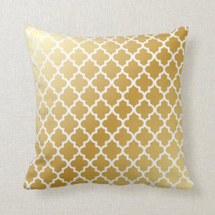 Glänzendes metallisches GoldQuatrefoil Kissen
