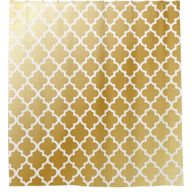 Glänzendes metallisches GoldQuatrefoil Muster Duschvorhang (Vorderseite)