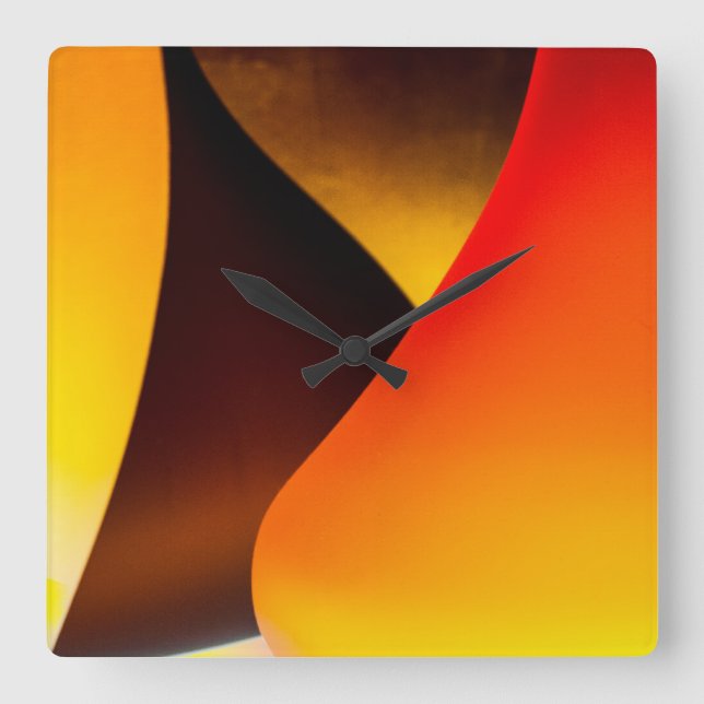 Glänzendes Murano Glas Quadratische Wanduhr (Vorderseite)