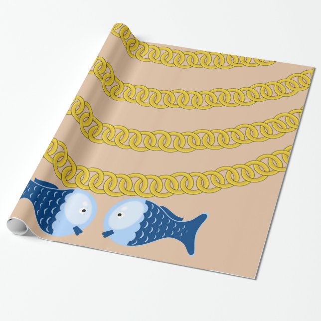 glänzendes Papier, Goldkettfisch Geschenkpapier (Ungerollt)
