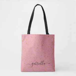 Glänzendes Pinkgold-Monogramm-Name Tasche