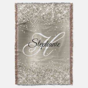 Glänzendes Platin-Folie-Fancy-Monogramm Decke