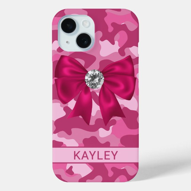 Glänzendes Rosa-Tarnmuster Personalisiert Case-Mate iPhone Hülle (Rückseite)