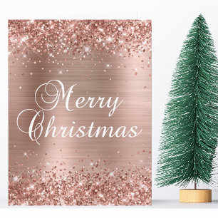 Glänzendes Roségold-Folie Frohe Weihnachten Karte