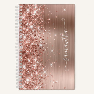 Glänzendes Roségold-Folie Modernes Mädchen-Signatu Notizbuch