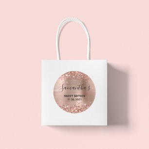 Glänzendes Roségold-Folie Sweet Sixteen Runder Aufkleber