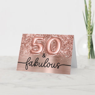 Glänzendes Roségold Glam 50 und Fabelhaft Karte