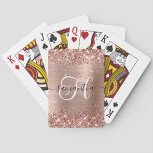 Glänzendes Roségold Glam Monogramm Spielkarten