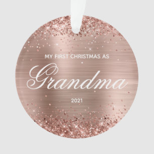 Glänzendes Roségold Mein erstes Weihnachten als Om Ornament