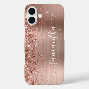 Glänzendes Roségold Metallisches Mädchenhaftes Sig iPhone 16 Plus Hülle