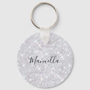 Glänzendes Roségold Silber Glitter Custom Monogram Schlüsselanhänger