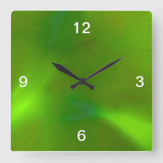 Glänzendes schimmerndes Limones Grün Quadratische Wanduhr