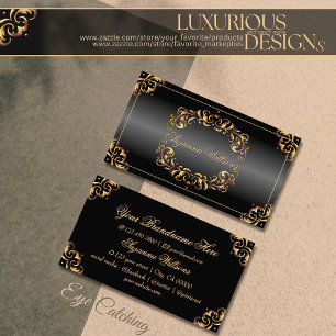 Glänzendes Schwarz-Gold-Dekor Imposant und Luxuriö Visitenkarte